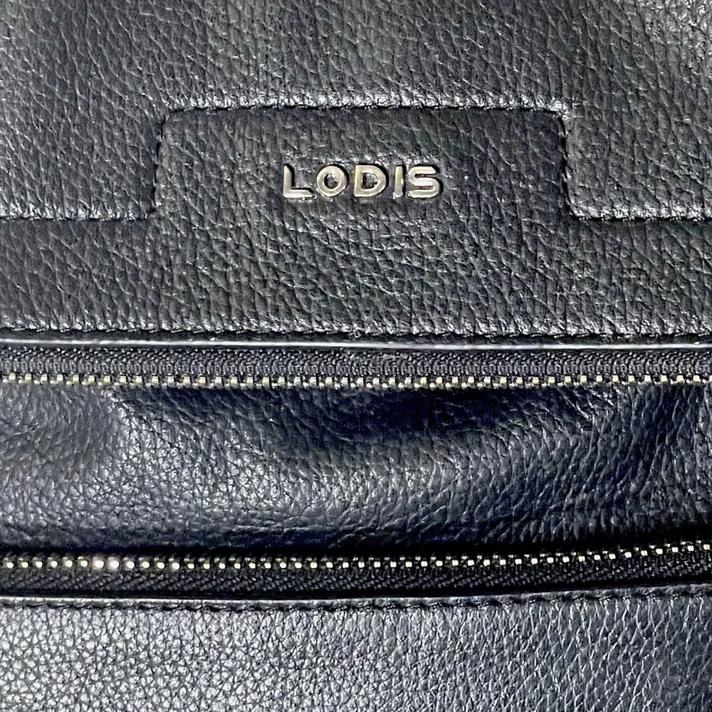 Lodis Stellene Black Pebbled‎ Leather Backpack Travel Laptop Minimalist Bag